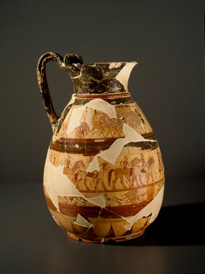 Etruskisk antikvitet: olpe i ler af Etruscan