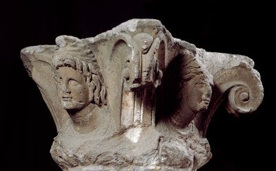 Etruskisk civilisation: dekorerede søjlekapitæler fra graven Campanari a Vulci, Italien. Slutte 4., begyndende 3. århundrede f.Kr. Firenze, Museo Archeologico af Etruscan