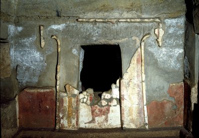 Etruskisk civilisation: indgangen til Francois-graven i nekropolis Ponte Rotto, 4. århundrede f.Kr. Vulci, Italien af Etruscan