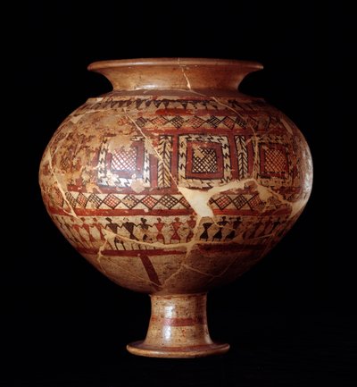 Etruskisk civilisation: olla vase fra grav 3, nekropolis i Buccacce a Bisenzio - 7. århundrede f.Kr. af Etruscan