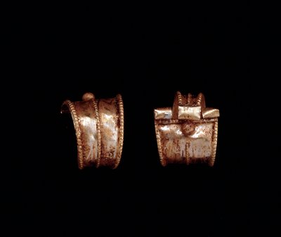 Etruskisk civilisation: par guldøreringe - 6. århundrede f.Kr. Fra Pescia, nær Rom af Etruscan