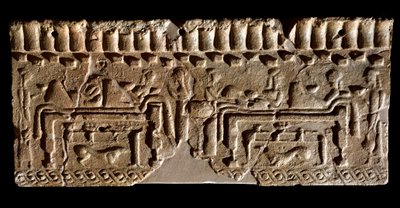 Etruskisk civilisation: terracotta-frise prydet med en banketscene. 580 f.Kr. Dim. 24x54 cm. Fra Murlo Palace. Murlo, Antiquarium Comunale af Etruscan