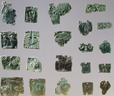 Ex-voto i bronzeplade, der viser øjne. Artefakter fra genstande fra helligdommen i Reithia Este (Venetien). Etruskisk civilisation, 5.-4. århundrede f.Kr. af Etruscan