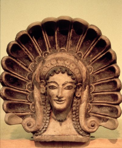 Armatur i det etruskiske tempel ved Veii, 6. århundrede f.Kr. (polykromt keramik) af Etruscan