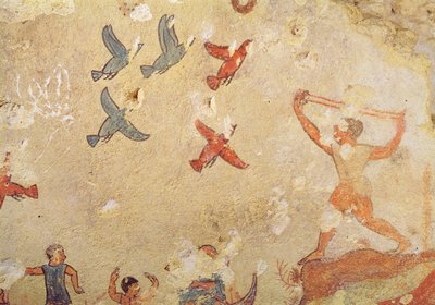 Fuglejæger, fra graven for jagt og fiskeri, ca. 520-10 f.Kr. (vægmaleri) af Etruscan