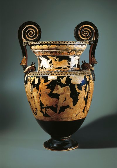 Italien, Lazio, Civita Castellana, volutkrater med rød figur (vase brugt til at blande vin og vand) forestillende Peleus, der kidnapper Thetis, malet af Aurora Painter, 360/340 f.Kr. af Etruscan