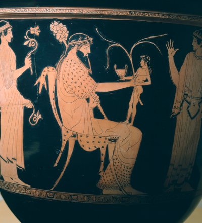 Krater (stor vase) af Altamura-maleren, detalje viser Dionysus. Keramik med rød figur. Etruskisk civilisation, 5.-4. f.Kr. af Etruscan