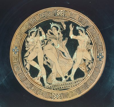 Kylix, detalje. Keramik med rød figur. Etruskisk civilisation, 5.-4. århundrede f.Kr. af Etruscan
