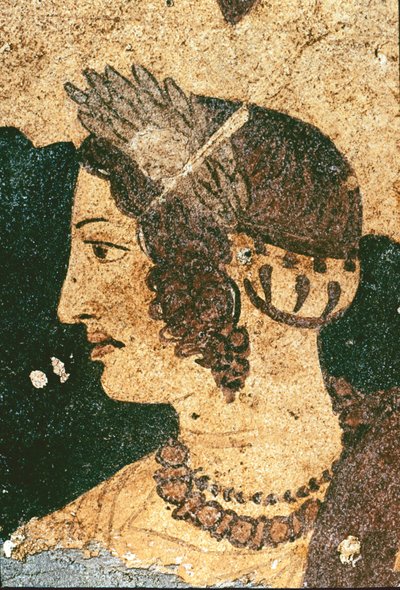 Portræt af Velia Spurinna - Detalje - Fresco, 4. århundrede f.Kr af Etruscan