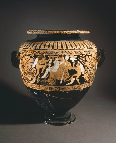 Stamnos (væskebeholder). Rød-figur keramik fra Porano (Umbria). Etruskisk civilisation, 4. århundrede f.Kr. af Etruscan