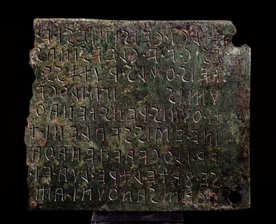 Bronzetavle fra Monte Acuto, Formello - 3.-2. århundrede f.Kr af Etruscan Etruscan
