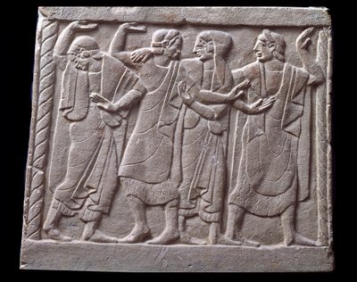 Dansescene, lavrelief af marmorgravsten af Etruscan Etruscan