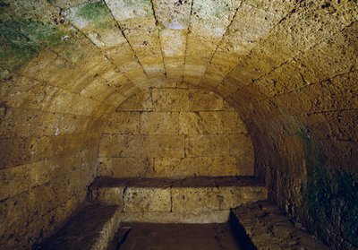 Etruskisk civilisation: udsigt over graven del Gran Duca (storhertug eller storhertug), slutningen af det 3. århundrede f.Kr. Chiusi, Italien af Etruscan Etruscan