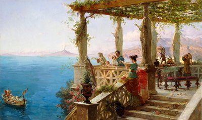 The Departure of the Master of the House (olie på lærred) af Ettore Forti