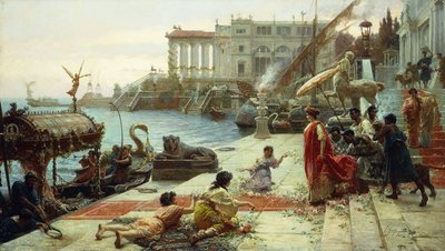 The Embarkment of a Roman Queen (olie på lærred) af Ettore Forti