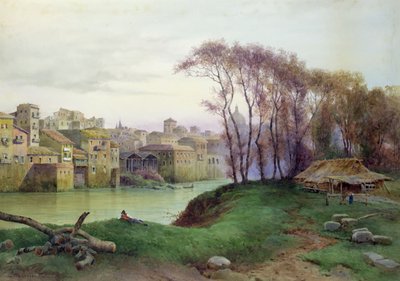 Udsigt over Prati di Castello, Rom (akvarel på papir) af Ettore Roesler Franz