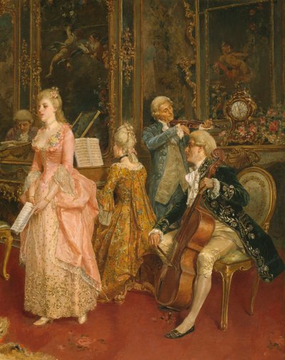 Koncert på Mozarts tid, 1853 (detaljer) af Ettore Simonetti