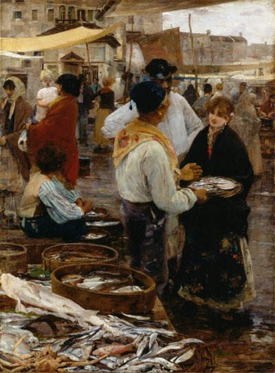Fiskemarked i Venedig af Ettore Tito
