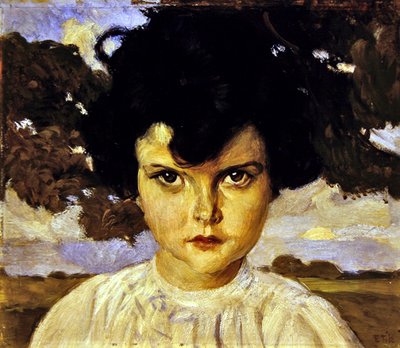 Portræt af et barn (olie på lærred) af Ettore Tito
