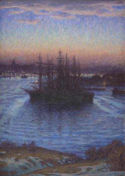 Skibe ved Anker. Vinter af Eugen