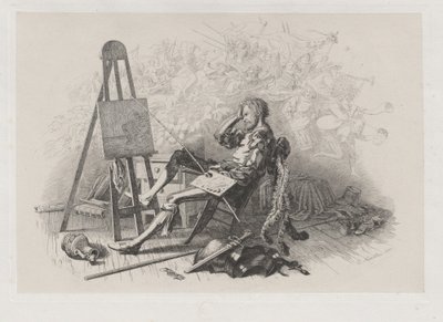 Morgen efter maskebal: Emil Theodor Richter ved sit staffeli af Eugen Napoleon Neureuther