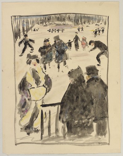 Vinterlandskab (skøjteløbere på isen) af Eugen von Kahler
