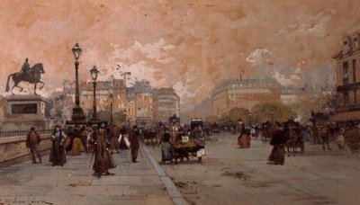 En parisisk gadescene af Eugene Galien-Laloue