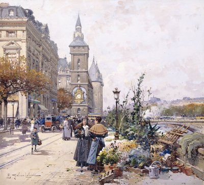 Quai aux Fleurs og Hotel af Eugene Galien-Laloue