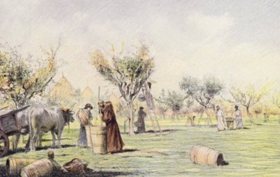 Broder Giles arbejder i vingården (farvelitografi) af Eugene (after) Burnand
