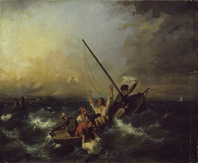 Skibsvrag (olie på lærred) af Eugene (after) Isabey