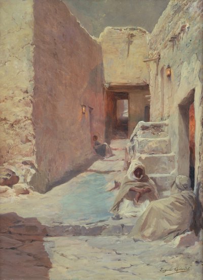 Gadescene med arabere (olie på lærred) af Eugene Alexis Girardet