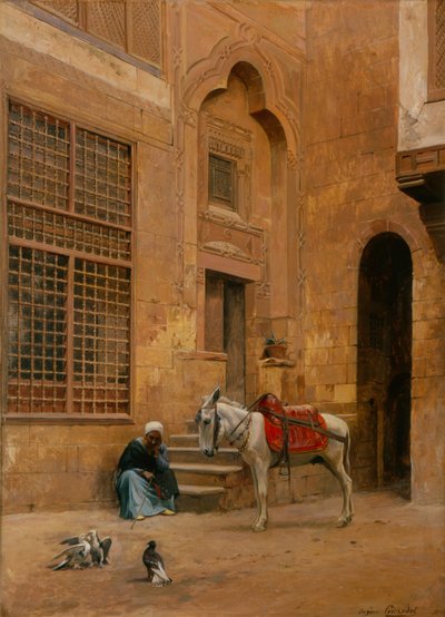The Courtyard (olie på lærred) af Eugene Alexis Girardet