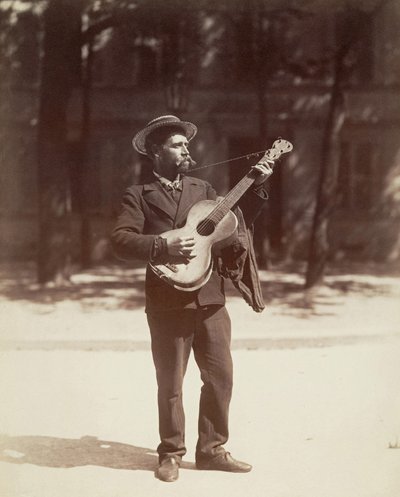 Guitarspiller, Paris af Eugène Atget