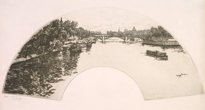 Fan, Seinen set fra Pont Royal (Éventail, La Seine vue du Pont Royal) af Eugene Bejot
