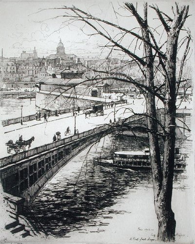 Pont St. Louis, fra "Du Ier au XXeme: Les Arondissements de Paris...", udgivet 1903 (radering) af Eugene Bejot