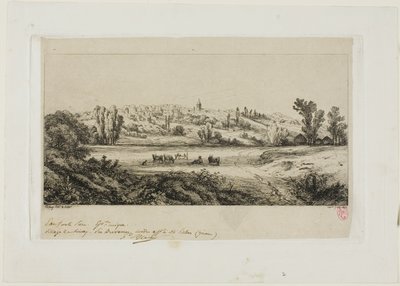 Udsigt over landsbyen Limay af Eugene Bléry