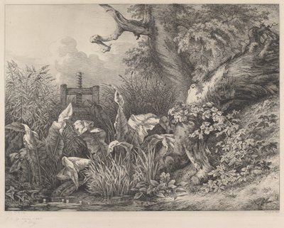 Water Dock and Brambles at a Sluice, 1843. af Eugene Bléry