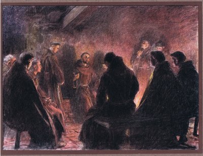 Den hellige Frans og brødrenes diskurs om Gud, 1919 af Eugene Burnand