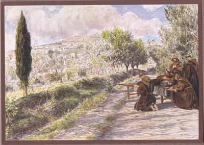 St. Francis velsigner byen Assisi, 1919 af Eugene Burnand