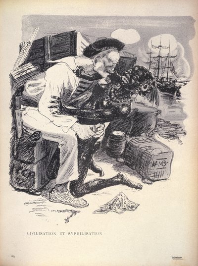 Civilization and Syphilization, s. 1863 indgraveret af Grandjouan fra LAssiette Au Beurre, pub. 10de Jan. 1903 af Eugene Cadel