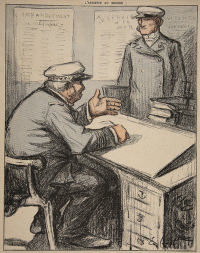 To maritime herrer i deres kontorer, illustration fra 