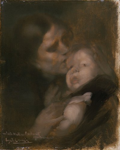 Mor og barn (olie på lærred) af Eugène Carrière
