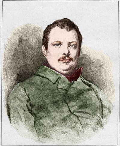 Portræt af Honore Balzac i 1830 (1799 - 1850), fransk forfatter. Gravering af Eugene Chiquet. af Eugene Chiquet