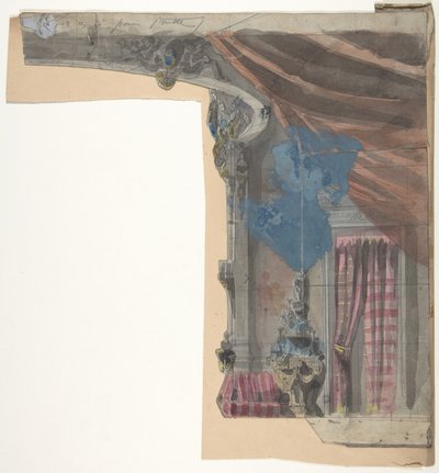 Design til en scene i Opéraen, Paris, 1828-90. af Eugene Ciceri