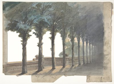 Design til en scene i Opéraen, Paris, 1830-90. af Eugene Ciceri