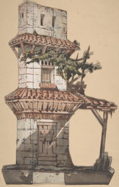 Design til en scene i Opéraen, Paris, 1830-90. af Eugene Ciceri