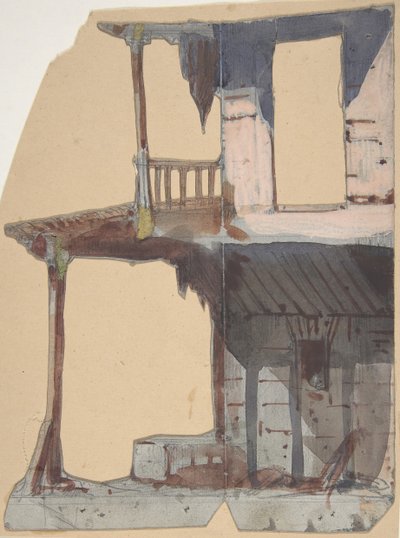 Design til en scene i Opéraen, Paris, 1830-90. af Eugene Ciceri
