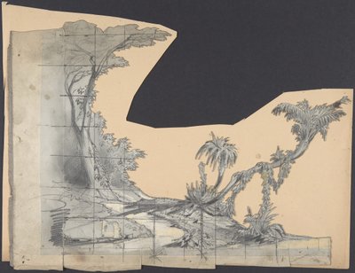 Design til en scene i Opéraen, Paris, 1830-90. af Eugene Ciceri