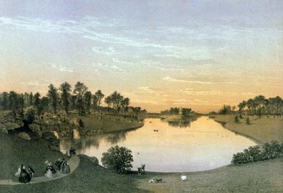 Bois de Boulognen järvi, noin 1860 (kaiverrus) af Eugene Ciceri