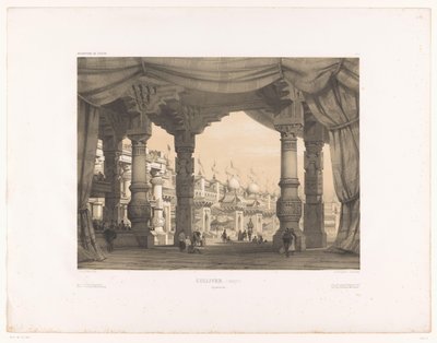 Teaterindretning med arena Gulliver. (upubliceret) (titel på objekt) Teaterindretninger (serietitel) Teaterdekorationer (serietitel på objekt) af Eugene Ciceri
